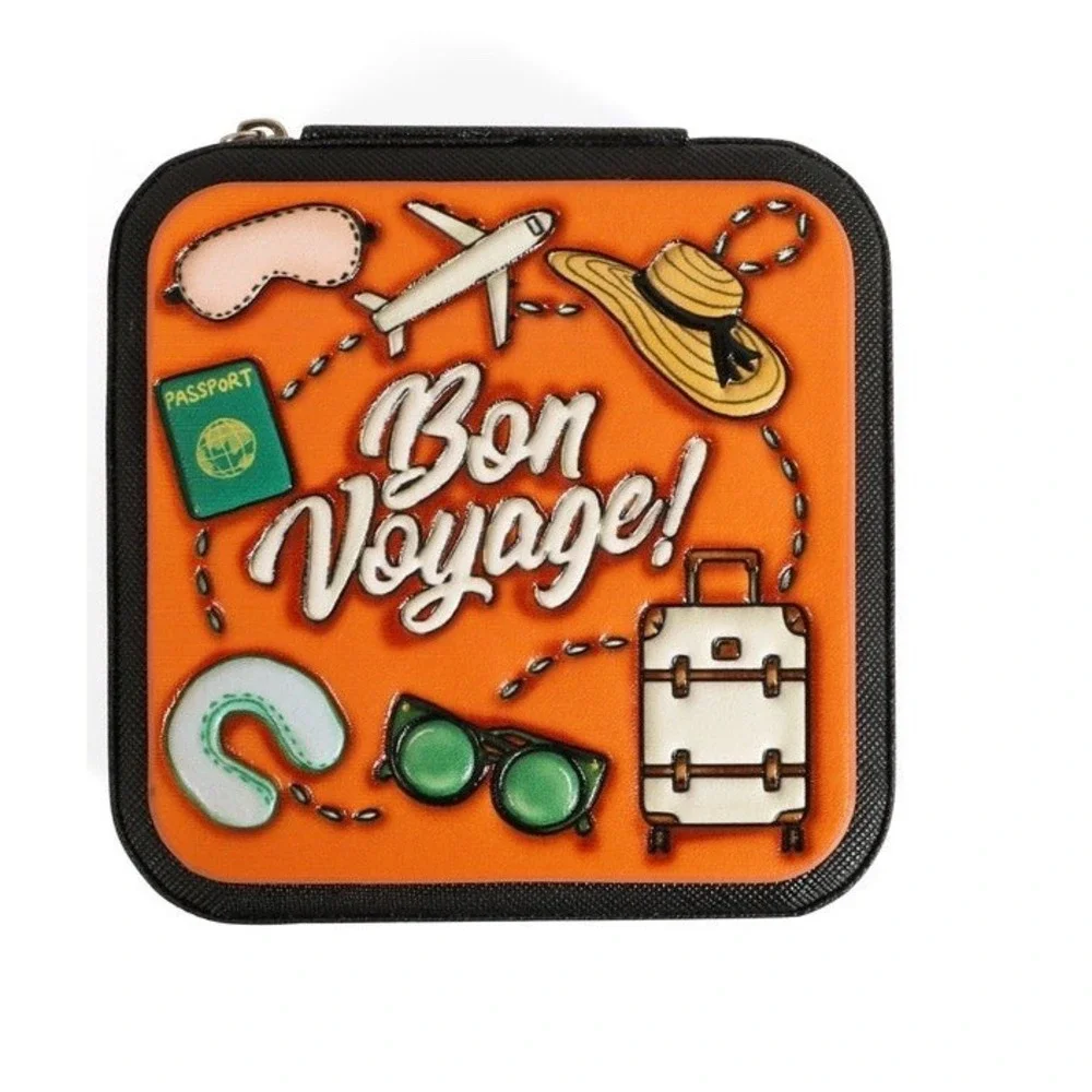 BON VOYAGE! LEATHER TRAVEL JEWELRY BOX
